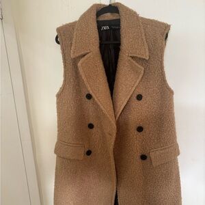 Zara Camel Teddy Gilet